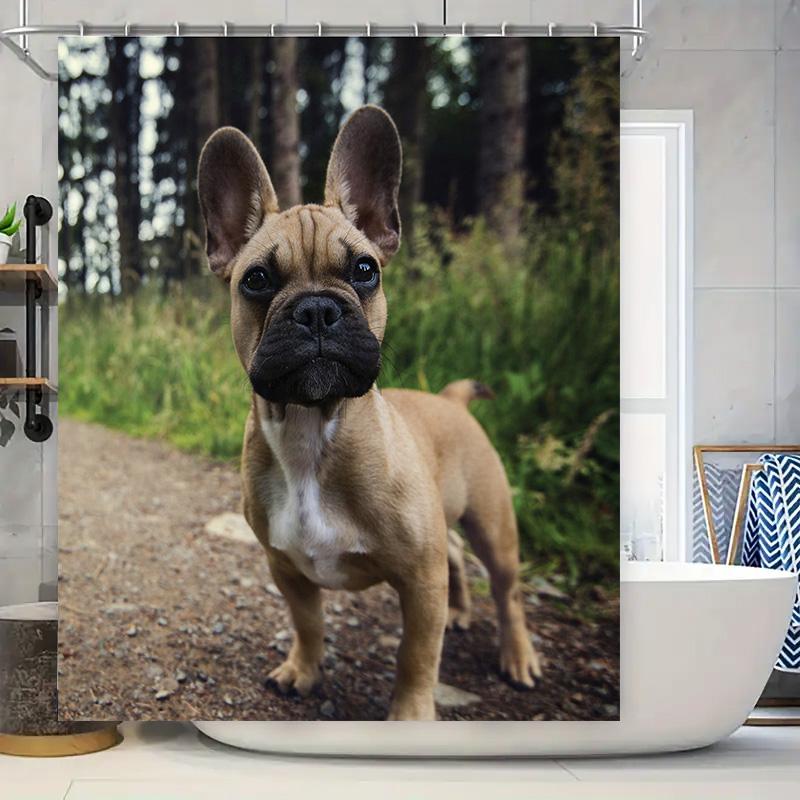 

Adorable French Bulldog Shower Curtain High-Quality Fabric Print For Bathrooms Perfect Gift Idea W60H190(CM)-1 Pcs