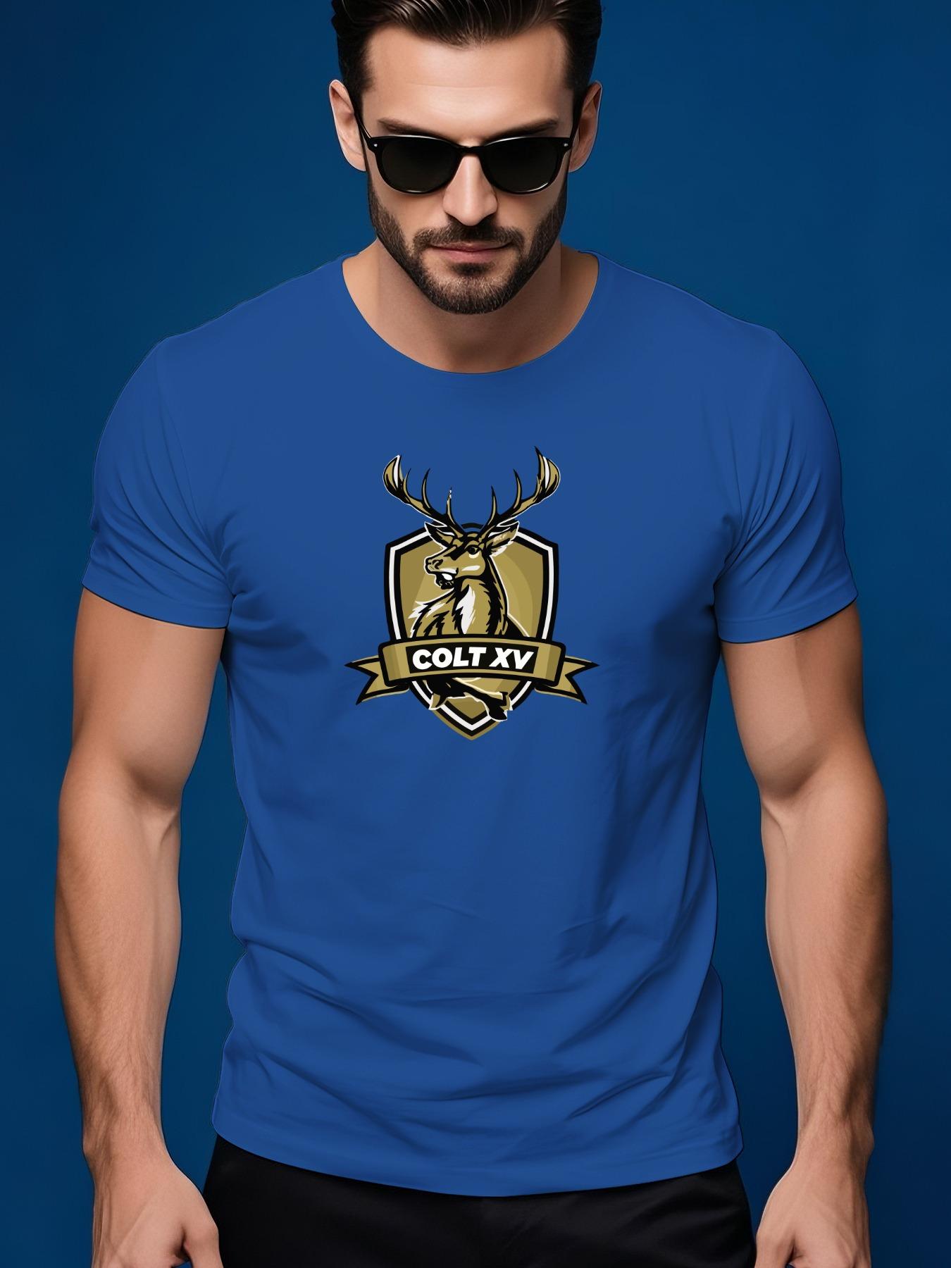 Deer Head Graphic Casual Tshirt - Summer Short Sleeve Rou... XL
