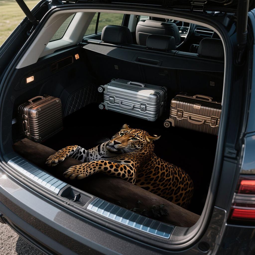 1pc Realistic Leopard Pattern Trunk Mat, Suitable for Most Car Models, Durable Protection