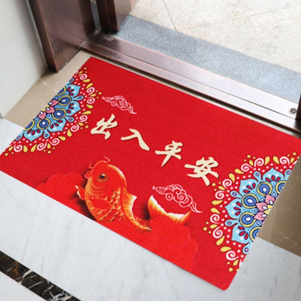Red Thick Spring Festival Chinese Floor Bedroom Door Porch Mat Carpet Rug