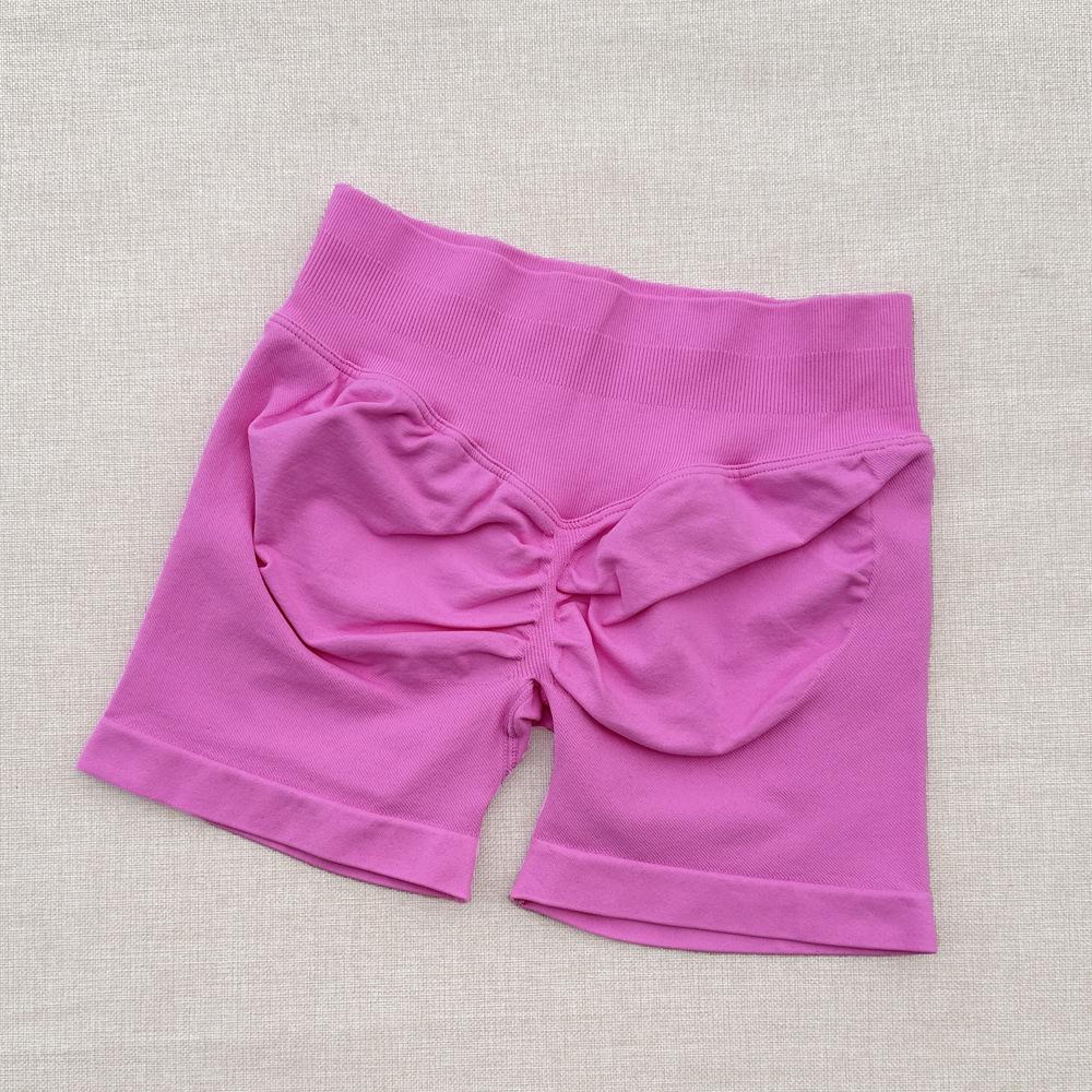 DFYNE Candy Color Raffung Nahtlose Yoga-Shorts - Dreiteiliger Bund, Enge Passform