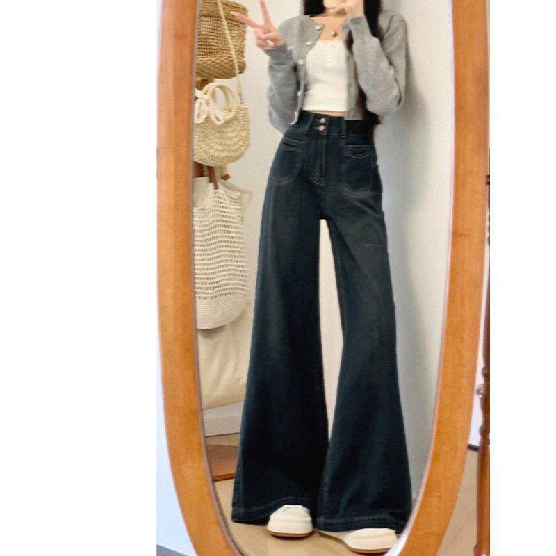 Women s Plus Size Velvet-Lined Wide Leg Denim Jeans - Loose & Slimming (2025 Autumn/Winter Collection) XXL