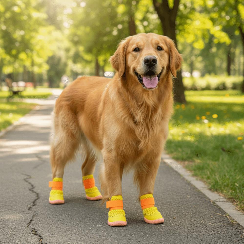 4pcs/set Breathable Anti-Slip Dog Boots Wear-Resistant Dog Paw Protectors  Night-time Walking