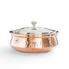 Handi da Servizio in Acciaio Rame con Coperchio in Vetro, Piatti da Servizio Pollo Briyani Verdure Casa Hotel Ristorante Stoviglie, Volume - 800 ML (Confezione da 1)