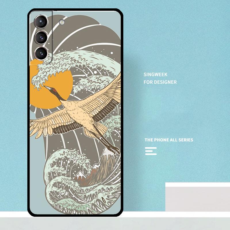 

Art Crane Waves Case For Samsung Galaxy S24 S22 S21 S23 Ultra Note 20 S8 S9 S10 Note 10 Plus S20 FE Cover Galaxy S24