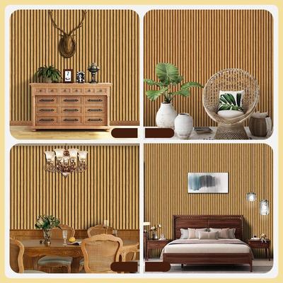 Gitter Holzstreifen Wandaufkleber Wohnzimmer Dekoration Holzimitat Tapete PVC Kunst Selbstklebende Aufkleber 45x1000cm