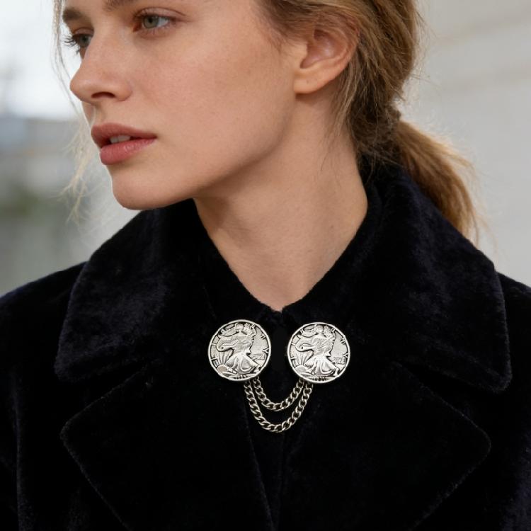 Fashionable Chain Brooch Trendy Chest Jewelry Gift With European Pattern For Shawl And Clothing Accessories