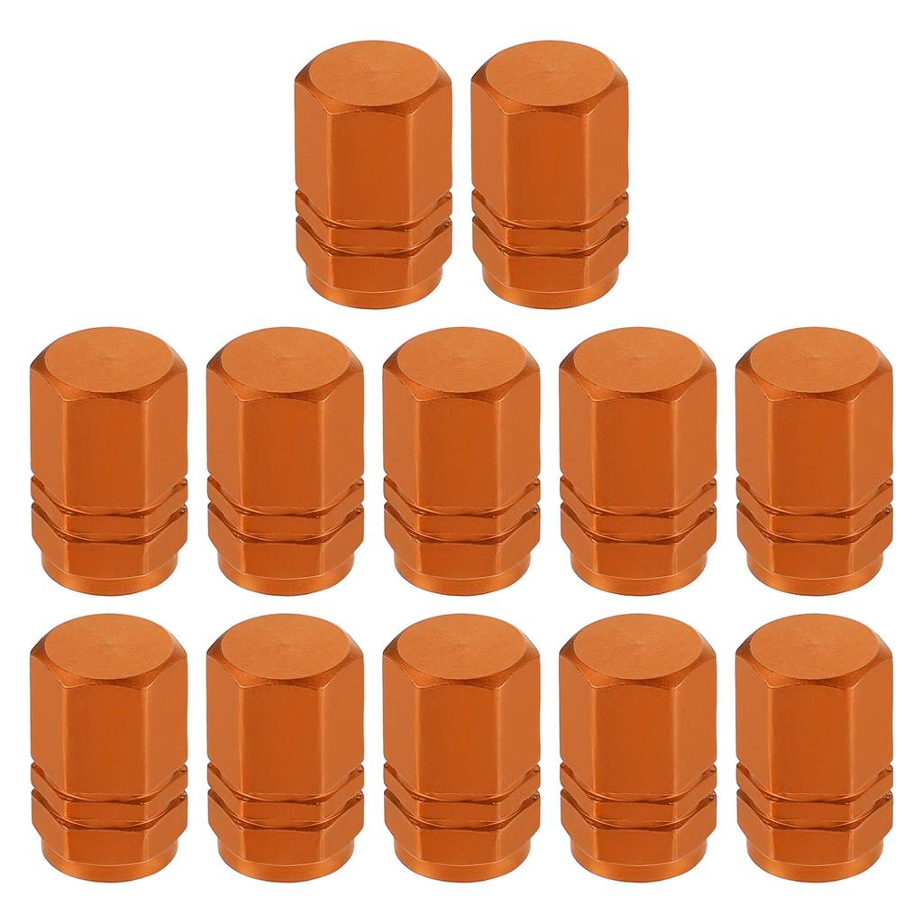 Motoforti 16mm Aluminum Alloy Universal Tire Valve Caps for Car SUV Motorcycle Motorcycle Orange 12pcs