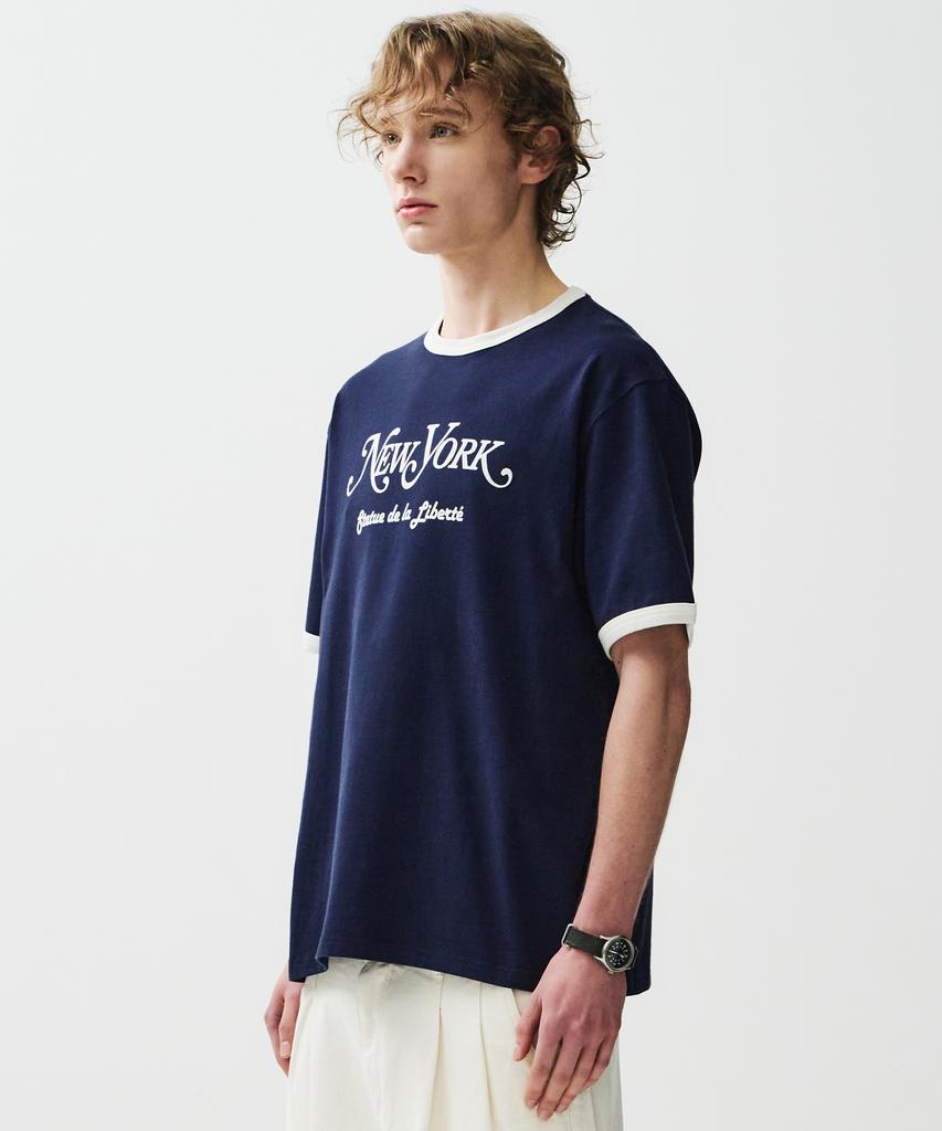 ECORR [Unisex] Classic City Ringer T-Shirt_Navy