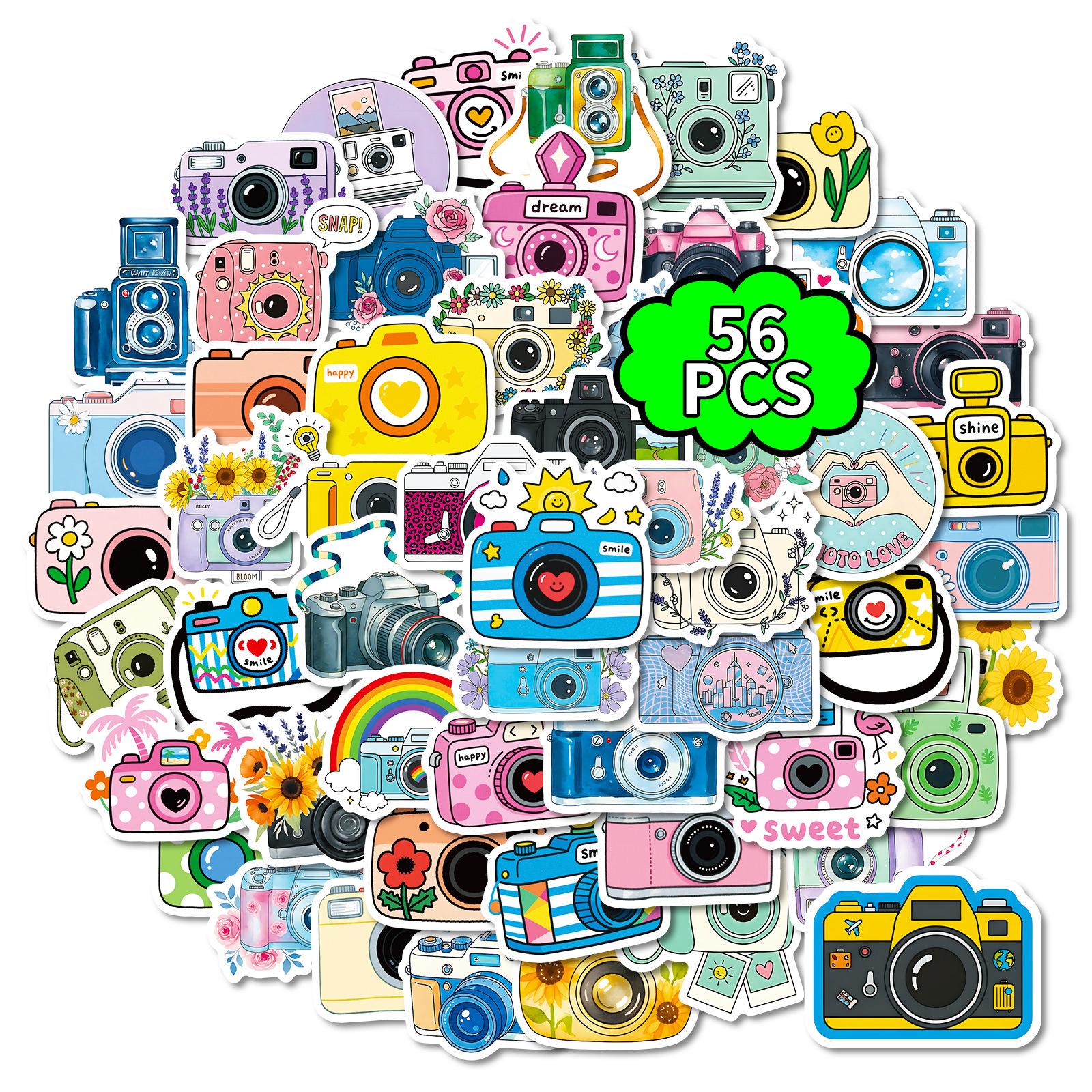 56 Cartoon Camera Photography Graffiti Stickers Creative Cute Handmade Stickers Reward Kids Stickers