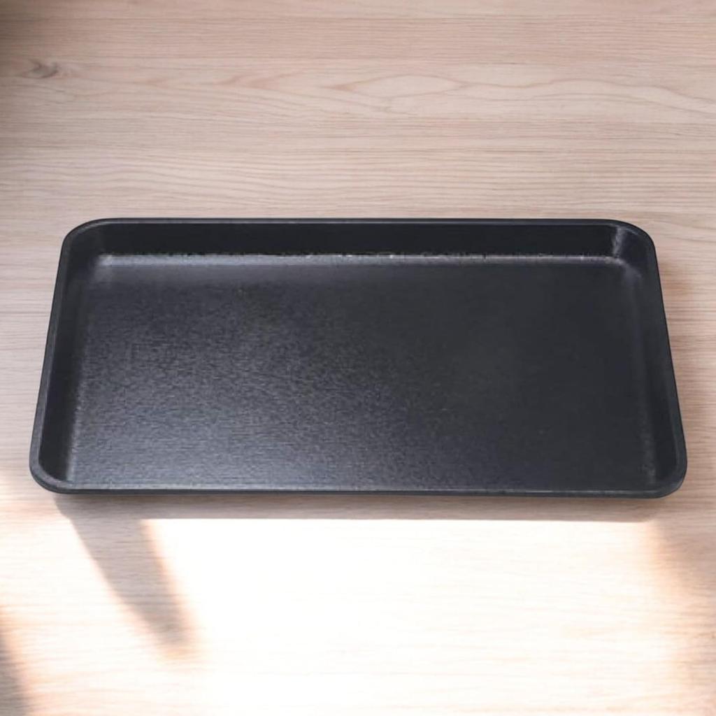 FRP Zelkova Lacquerware Made in Dishwasher Safe J-kitchens Tray, 39cm, Long, Wood, Black, Non-Slip, (Strong Resin), Japan,