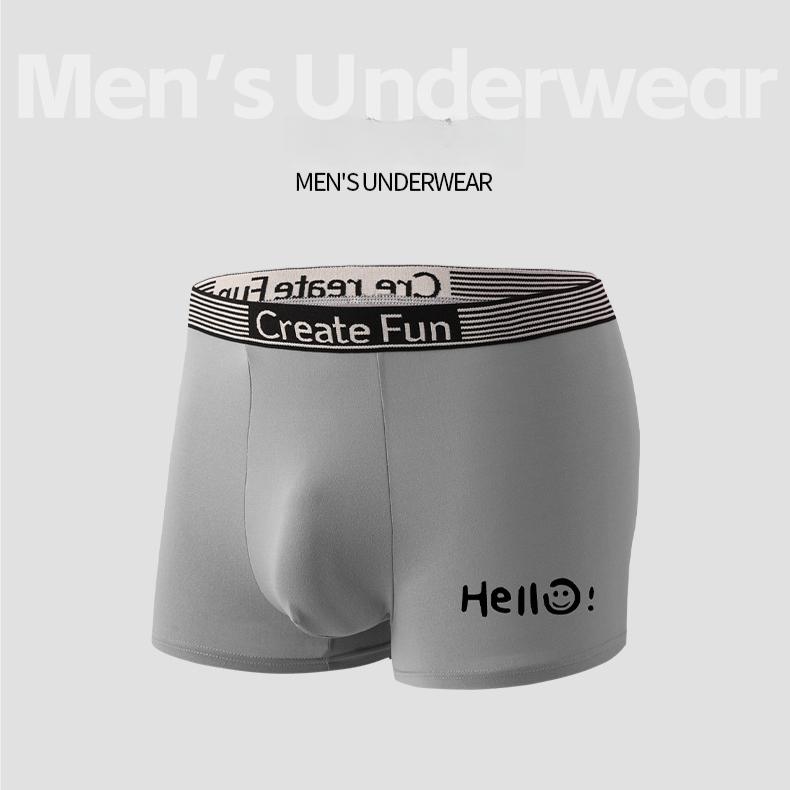 5pcs Ice Silk Men's Underwear Solid Color Printed Plus Size Mid Waist Flat Angle Waistband Boxer Brief