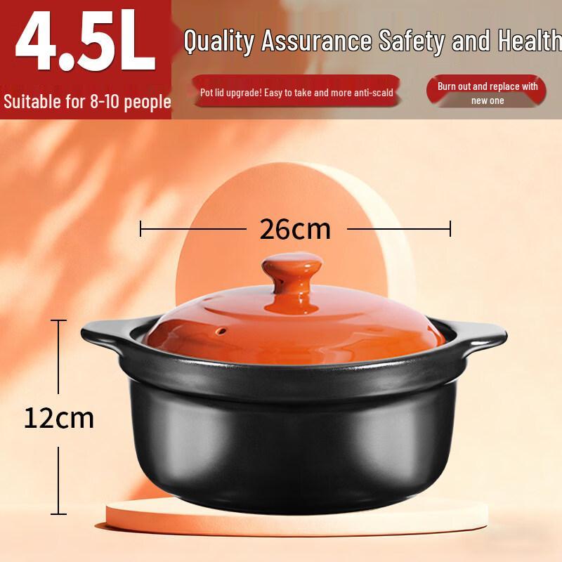 Black Orange Ceramic Casserole Pot