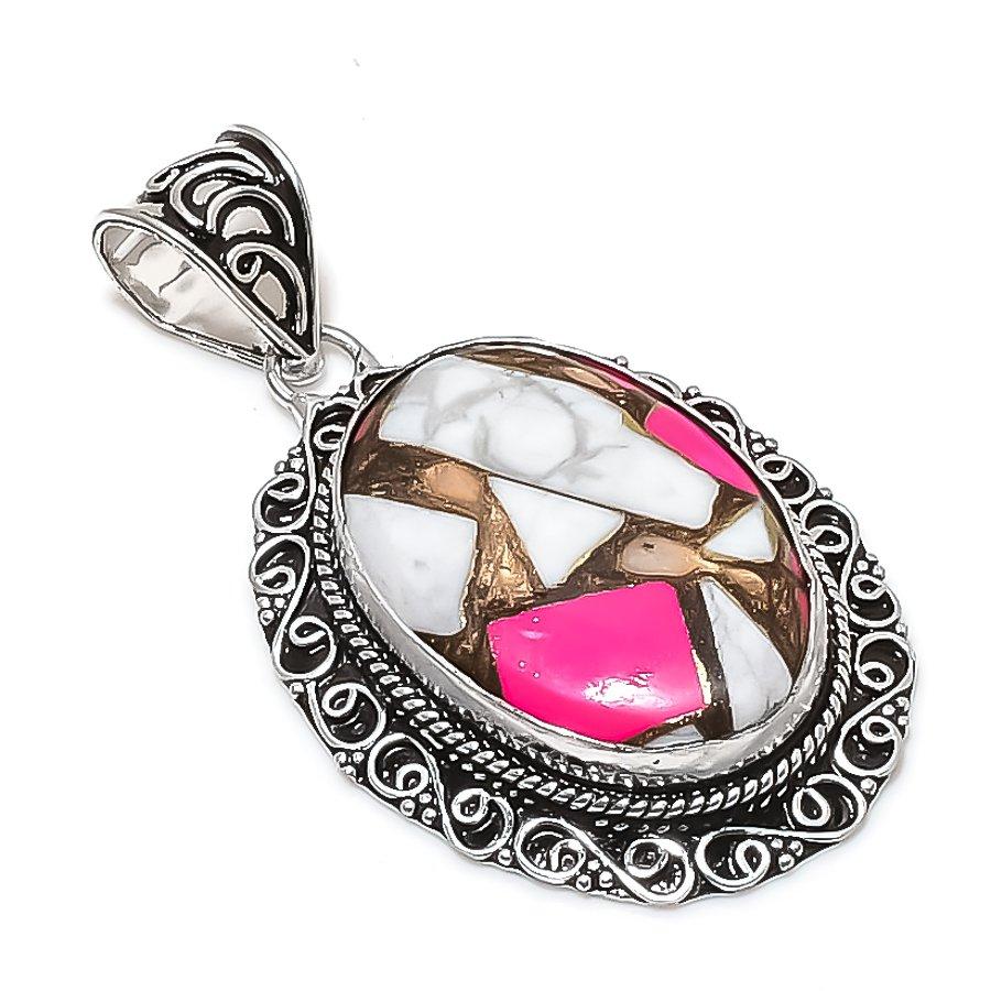 Natural Cotton Candy Turquoise 925 Sterling Silver Jewelry Pendant 2.17  ETC-14070