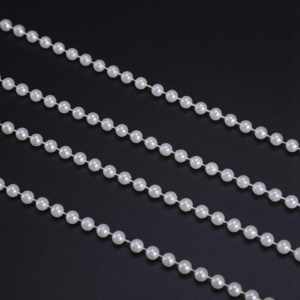 30m/roll 5mm Artificial Pearl DIY Ornaments Beads Curtain Wedding/Festival Party Decor Beige