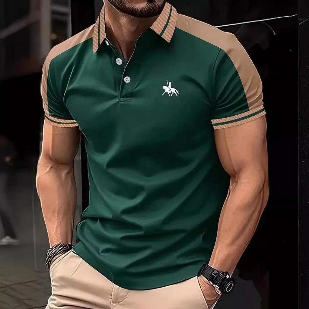 Summer new men's T-shirt tops daily casual printing lapel short-sleeved polo shirt