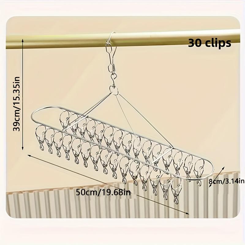 A Windproof And Non-Slip Balcony Clothes Drying Rack Designed to Save Space, Featuring 30 Clips, Suitable for Apartments And Terraces