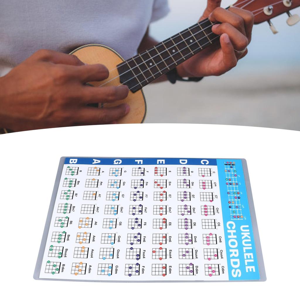 Ukulele Chord Chart, Ukulele Finger Practice Chart Poster, Beginner's Ukulele Education Reference Guide (Large Size)