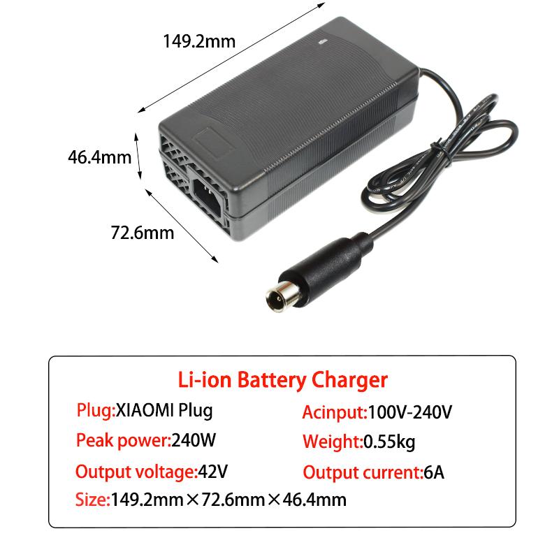 36V 6A Battery Charger 42V GX16 IEC XT60,XT90 Lithium Li-ion Li-poly Fast Charger 10S 36 Volt