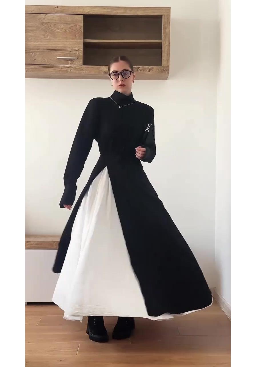 

Elegant Retro Long Sleeve Haute Couture Autumn 2025 Skirt Suit Dress for Women L