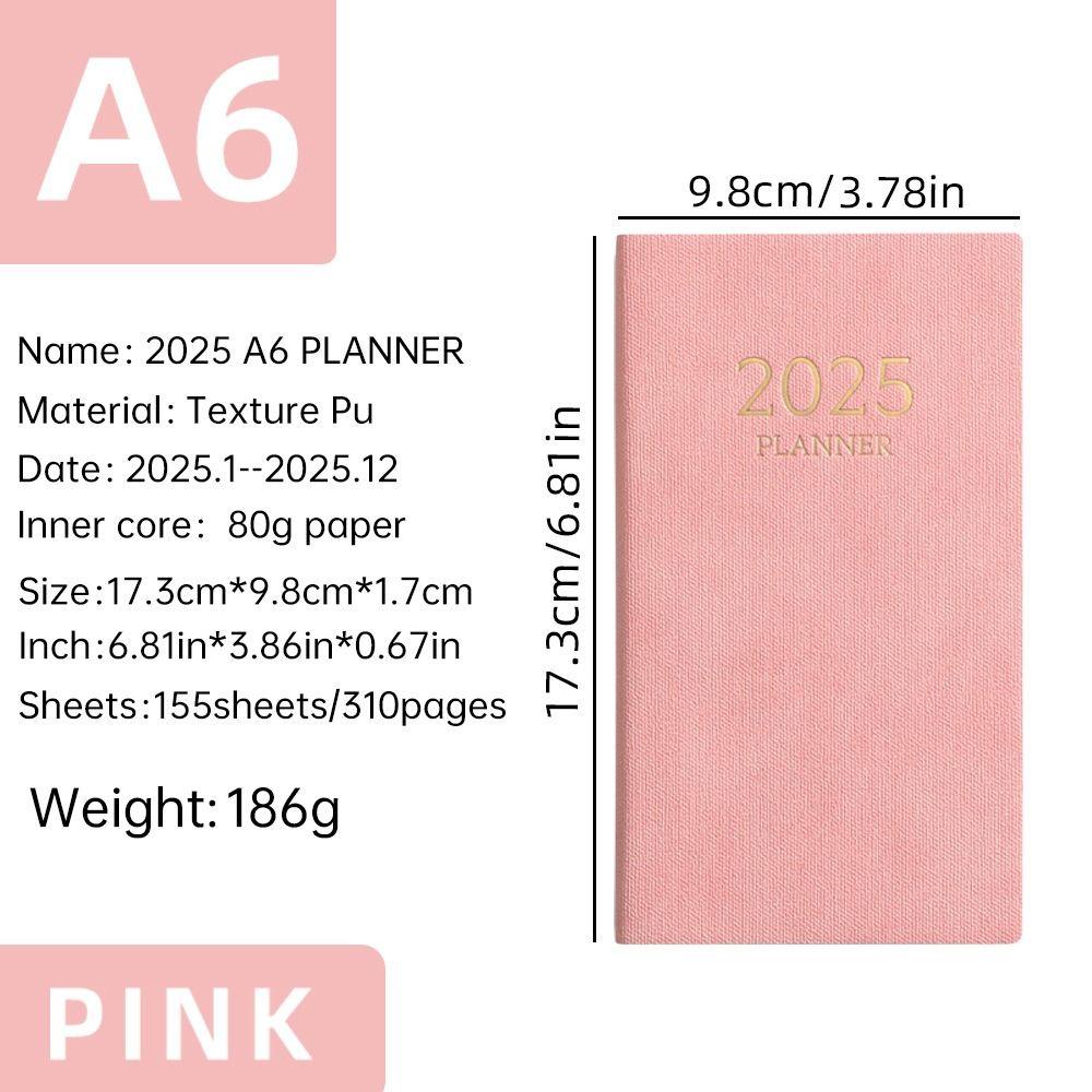 

A6 2025 Повестка дня Книга Список дел Ежедневный Еженедельный Ежемесячный Планировщик Список дел Английский Блокнот Студенты розовый