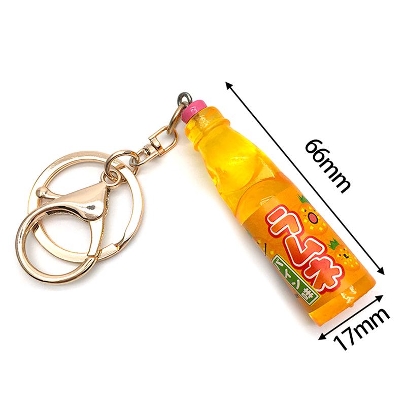 1 Piece Cute Creative Miniature Soda Drink Charm Mini Dollhouse Ornament Simulation Japanese Marbles Bobble Soda Keychain