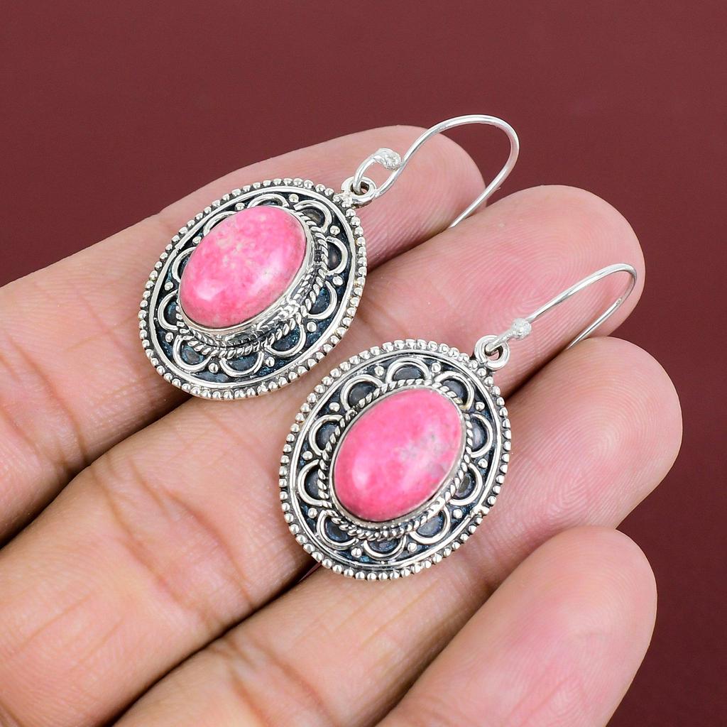 Thulite Earring Gemstone Handmade Earrings 925 Sterling Silver Earring Thulite Jewelry Vintage Earrings Gifts For Mother Birthstone Earring