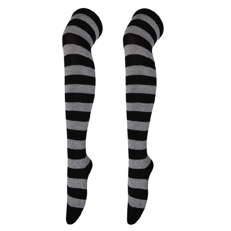 Damen Gestreifte Overknee Oberschenkelhohe Lange Socken für Weihnachts-Feierparty