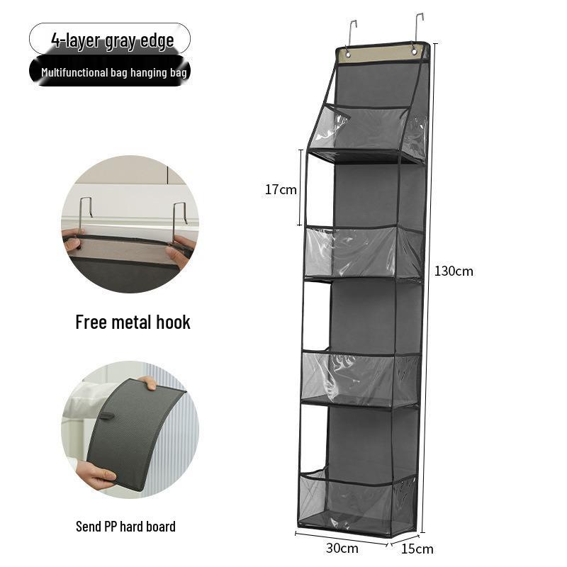 Wall-Mounted Mesh Storage Bag: Layered Hanging Organizer with Transparent Design