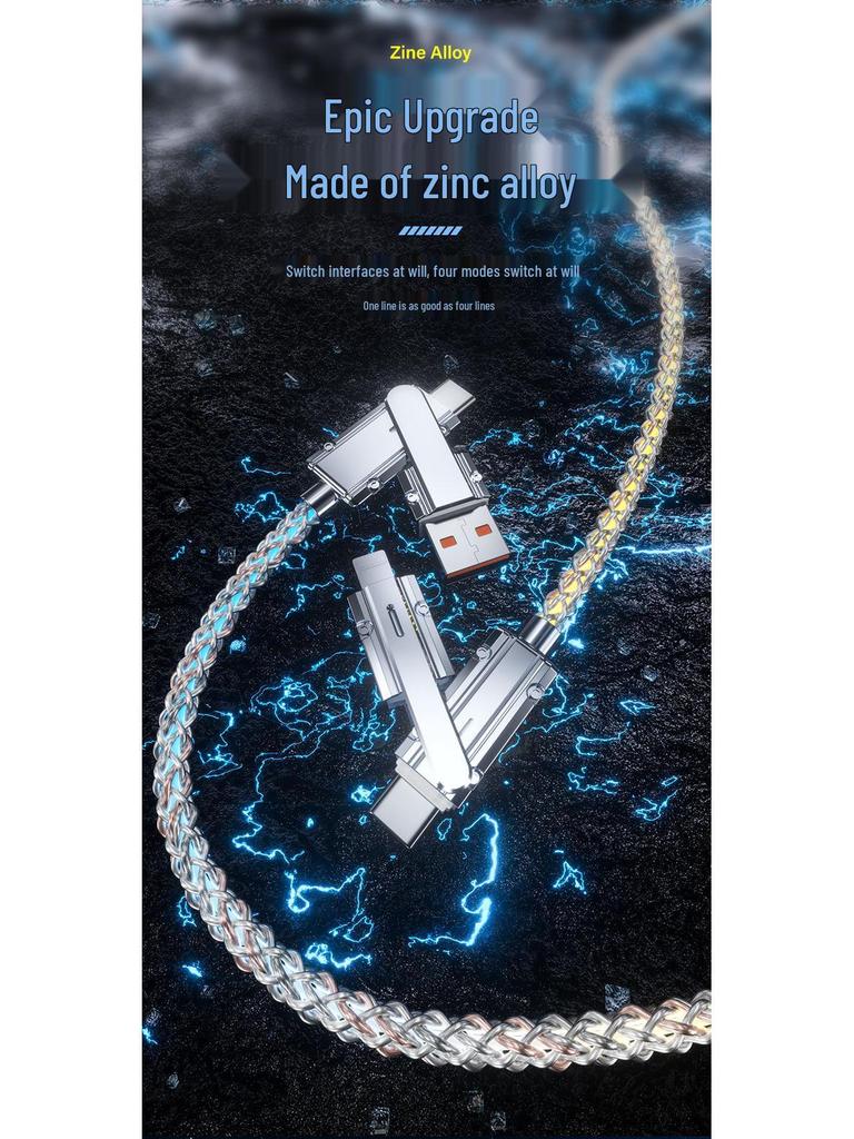Multifunctional Luminous Zinc Alloy 2-in-2 Fast Charging Cable for Mobile Phones
