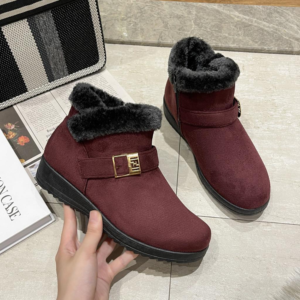 Winter Thick Anti Slip Women's Snow Boots Round Toe Thick Soled Short Tube Warm Ankle Boots Wear Resistant Plus Size Cotton Boot