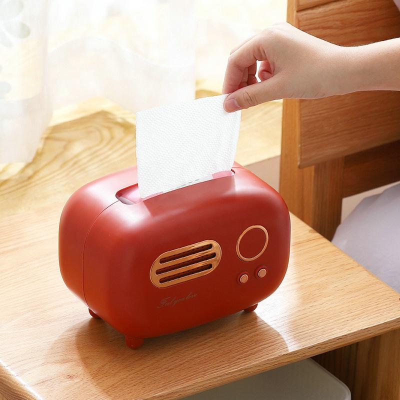 1Piece Napkin Case Vintage Radio Tissue Box for Bathrooms Kitchen Offices Living Rooms Bedrooms Home Decorations