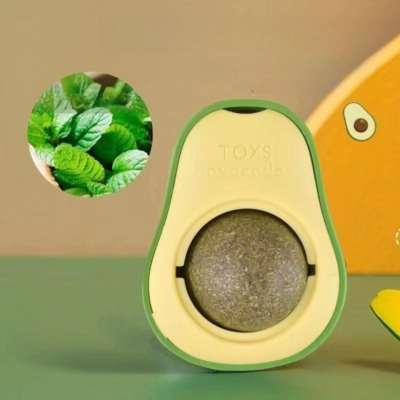 Catnip Ball Spinning Cat Toy Peppermint Ball Wood Polygonum Grinding Teeth Cleansing Self-Hi Boredom Teasing Cat Ball Pet Toy