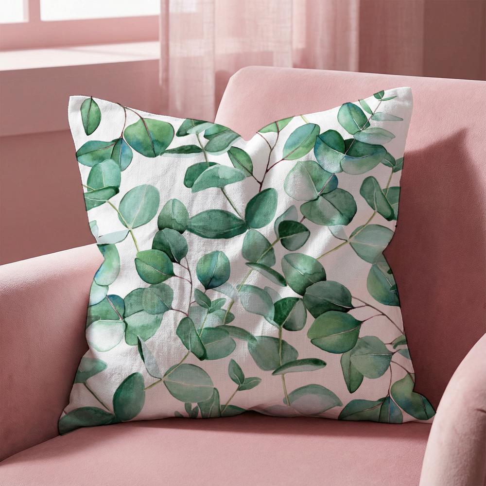 Watercolor Eucalyptus Flowers Cushion Cover Multi-Scene Pillow Cover for Home & Car - Reversible, Soft & Durable for Daily Use
