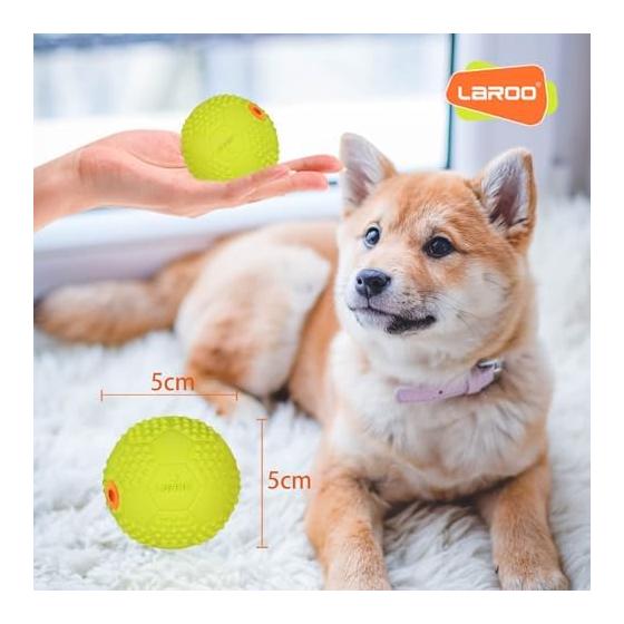 LaRoo Dog Toy, Sound Toy, Chew Toy, Natural Mule Toothpaste, Durable, Throw (5CM, Yellow (Football))