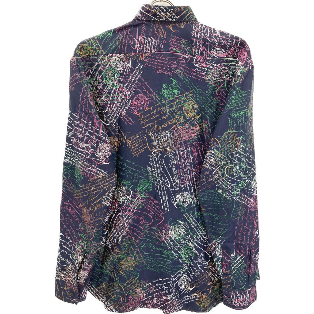 berluti Multicolor Calligraphy Silk Long Sleeve Shirt tops 39 multicolorUsed