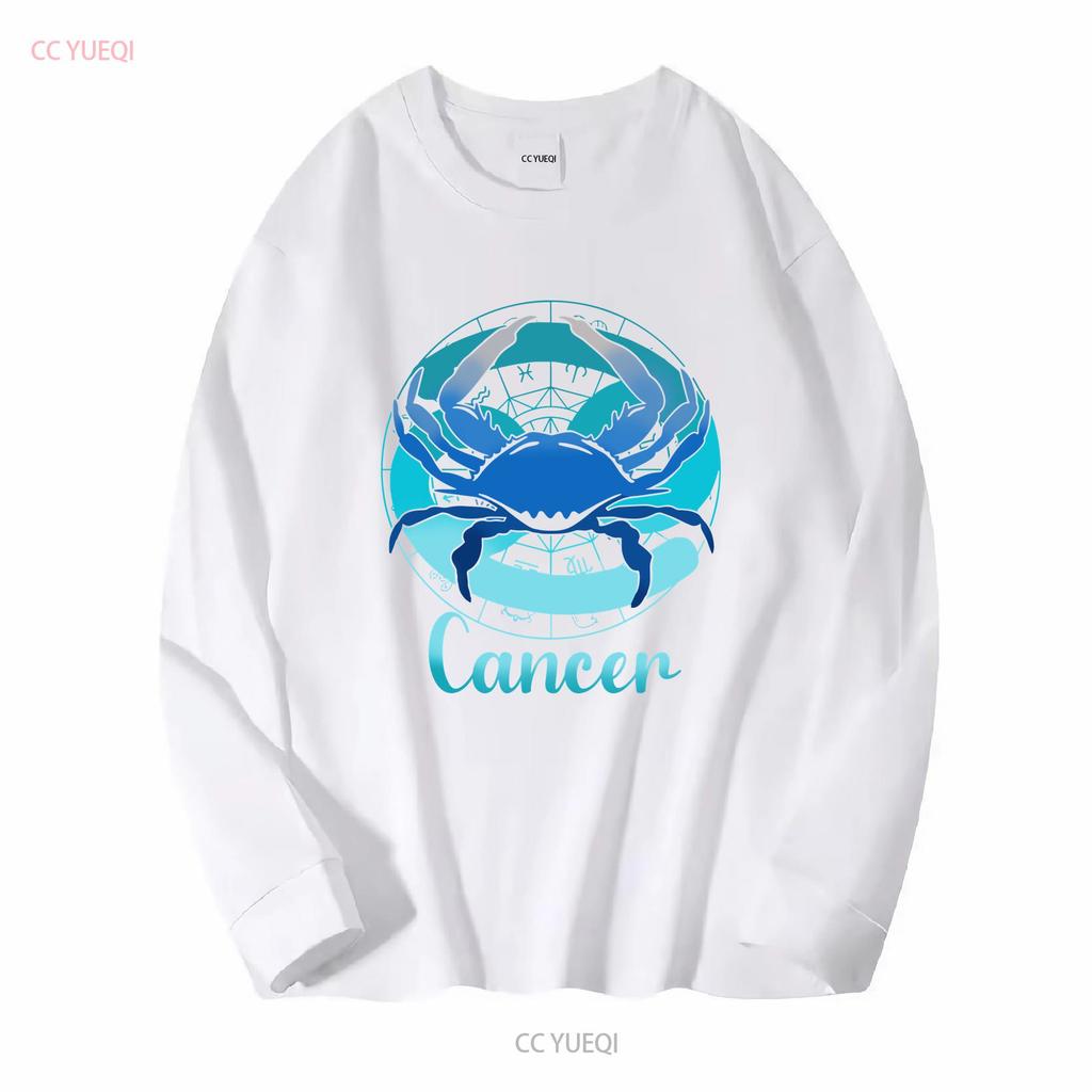 Cancer Astrology Zodiac Horoscope Sign T Shirt Long Or Short Sleeves Vintage Washed Stylish Versatile Streetwear Homme
