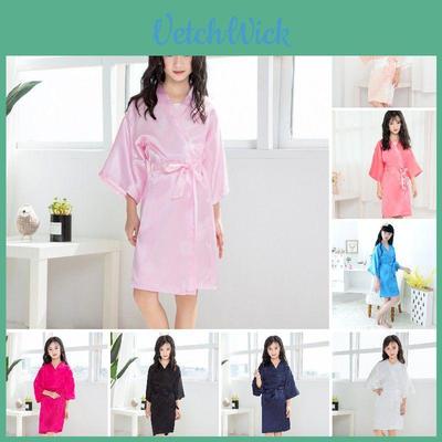 Mädchen Satin Seide Bademantel Pyjama Weich Und Bequem