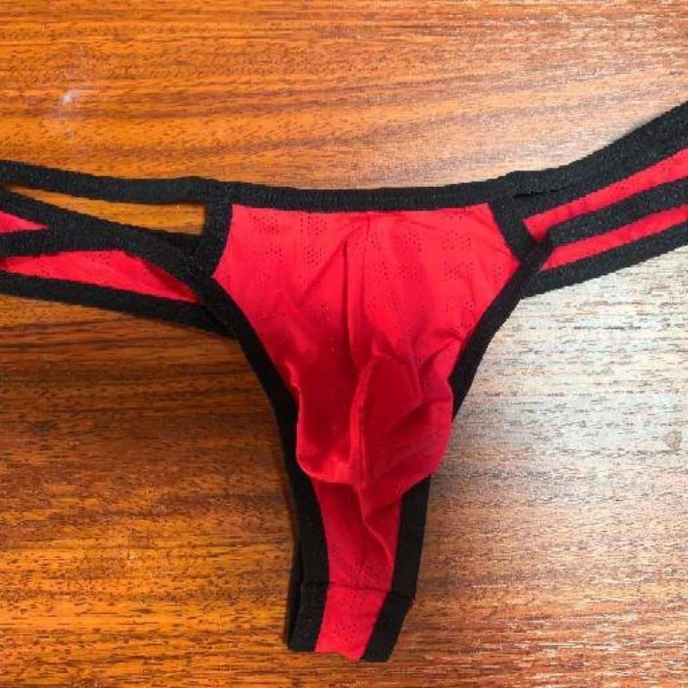 Hollow Men's Thongs Ultra-thin T Back Panties Breathable Mesh Underpants Summer