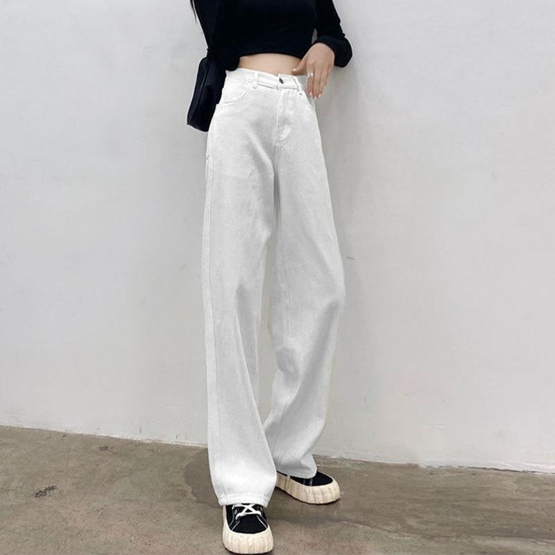 High-waisted Straight-leg Jeans Women's Autumn and Winter Models, Retro, Small, Loose, Thin and Tall, All-match Mopping Wide-leg Trousers