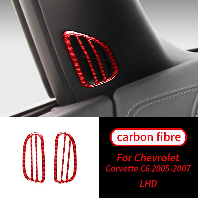 

For Chevrolet Corvette C6 2005-2007 2PCS Real Carbon Fiber Demist Air Vent Outlet Panel Trim Sticker Car Interior B