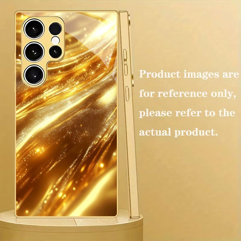 Funda de teléfono de cristal galvanizado con textura de arena dorada adecuada para Samsung Galaxy S26 S25 S24 S22 S21 S20 FE/Ultra/Plus anticaída