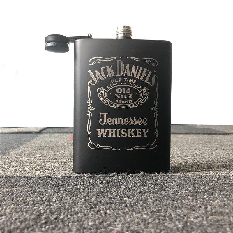 8oz 304 Stainless Steel Whisky Bottle Vodkal Hip Flask Black Body Alcohol Liquor Pocket Flagon