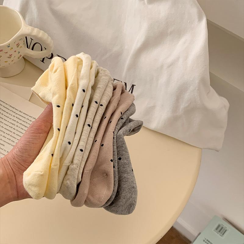 Polka Dot Socks, Women's Invisible Boat Socks, Spring and Summer Thin, Low-top, Shallow, Non-falling Heel Short Stockings