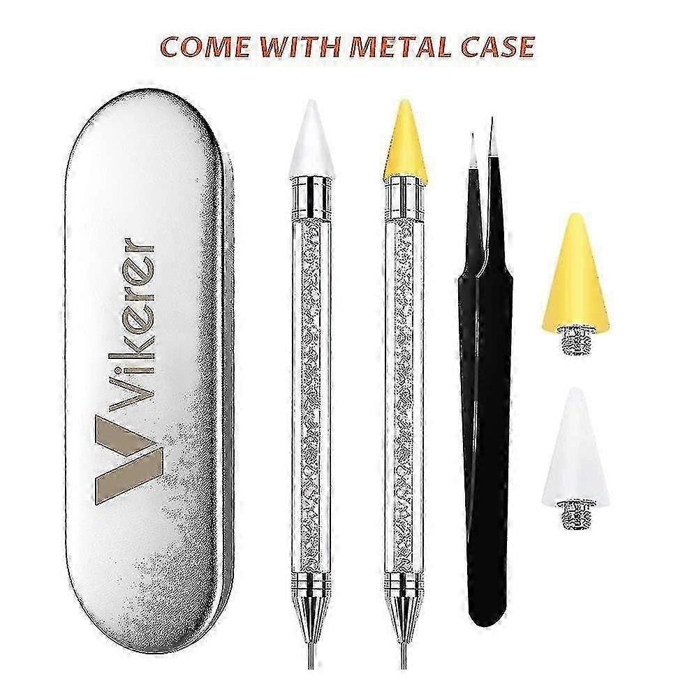 2 Pack Rhinestone Picker, Diamond Painting Dotting Pen Dual-end Rhinestones Pickup Tool For Nail Gems Stones Crystals Diy Nail Art Crafts With 2 Extra