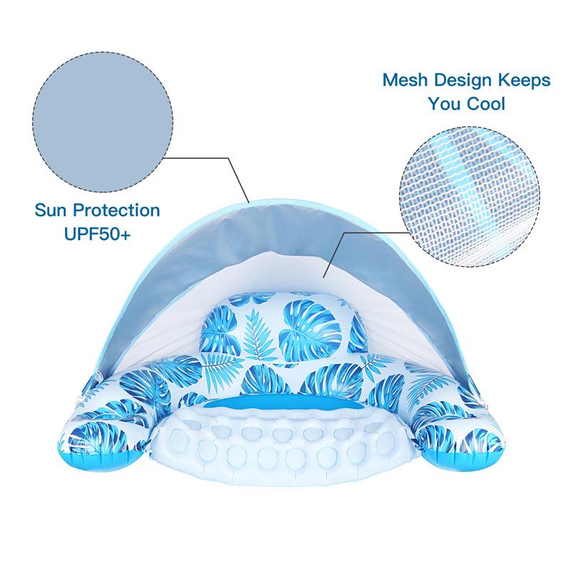 Inflatable U-Shaped Water Lounger with Sun Canopy