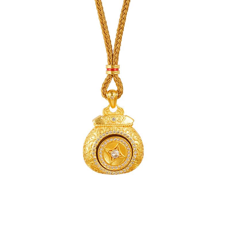 Zirconia Coin Lucky Bag Women's Retro Versatile Jewelry Necklace Pendant