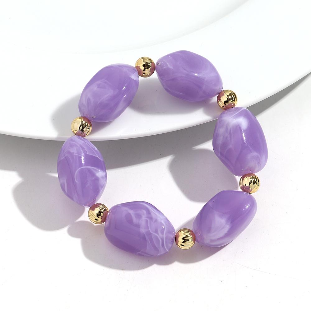 Boho Resin Irregular Beaded Bracelet for Women Men New Trendy Multicolor Acrylic Geometric Strechy Bracelets Jewelry Gifts