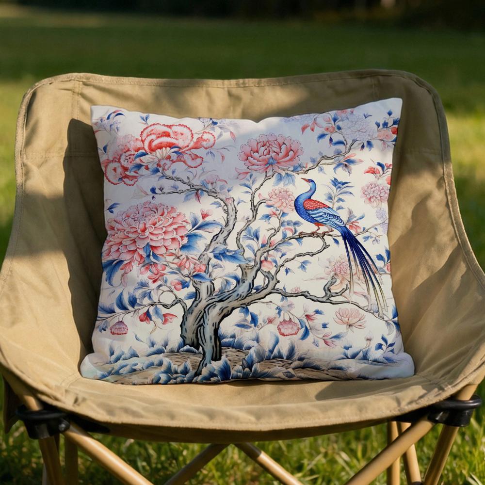 Elegant Chinese Art Cushion Cover Soft Reversible Durable Pillow Cover MultiScene Use for Home Car Daily Comfort