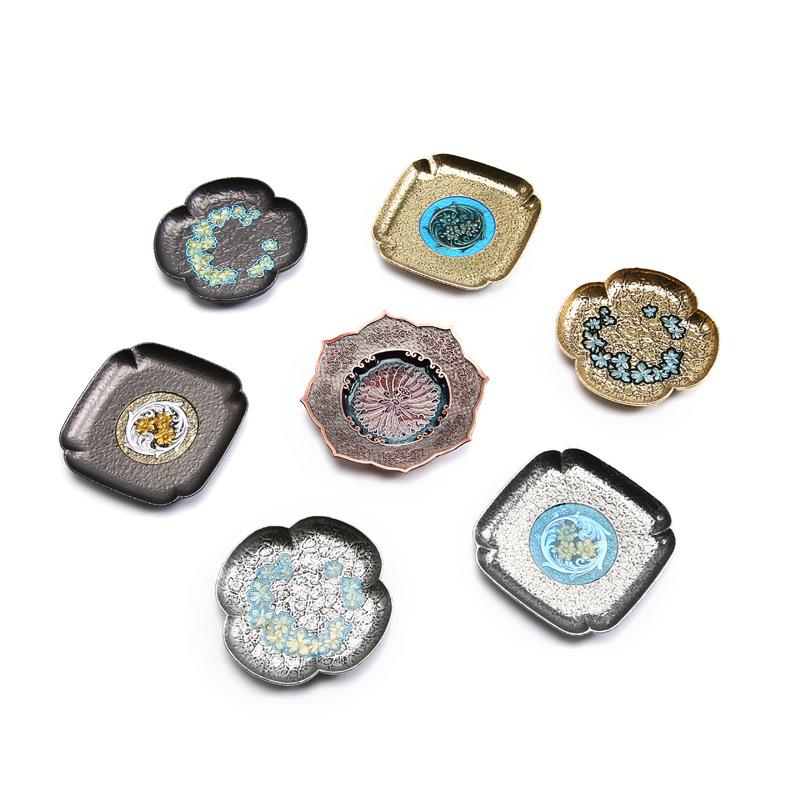 Japanese Antique Copper Coasters Retro Heat Insulation Cup Holder Mat Pad Chinese Kung Fu Gungfu Tea Ceremony Tea Trays Teaware